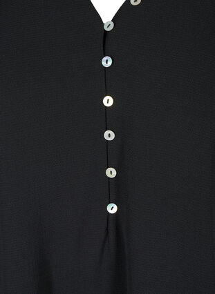Bluse mit V-Ausschnitt und Knopfdetails, Black, Packshot image number 2