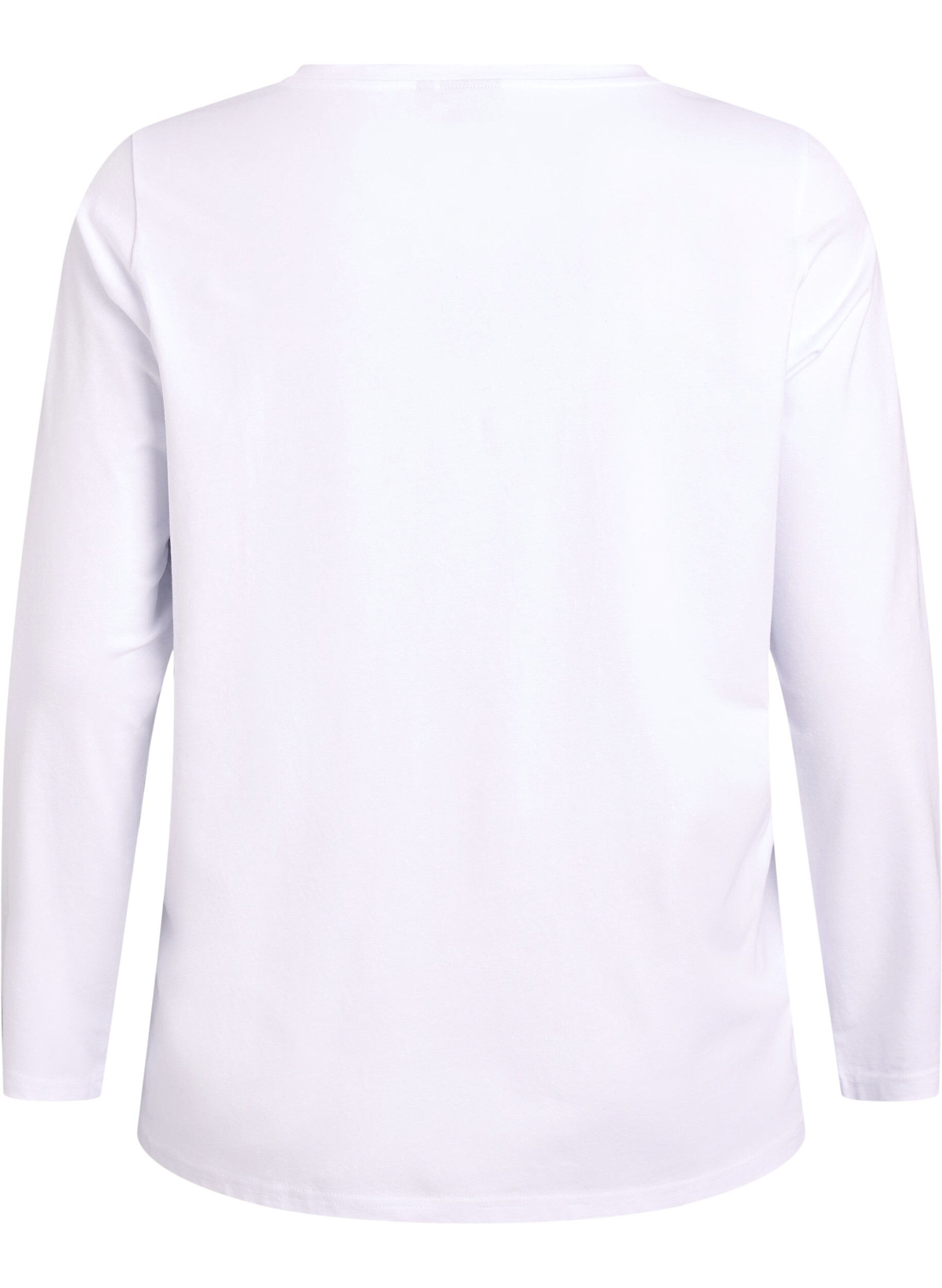 ZizziBasic Top aus Jersey mit langen &Auml;rmeln, Wei&szlig;, Packshot image number 1