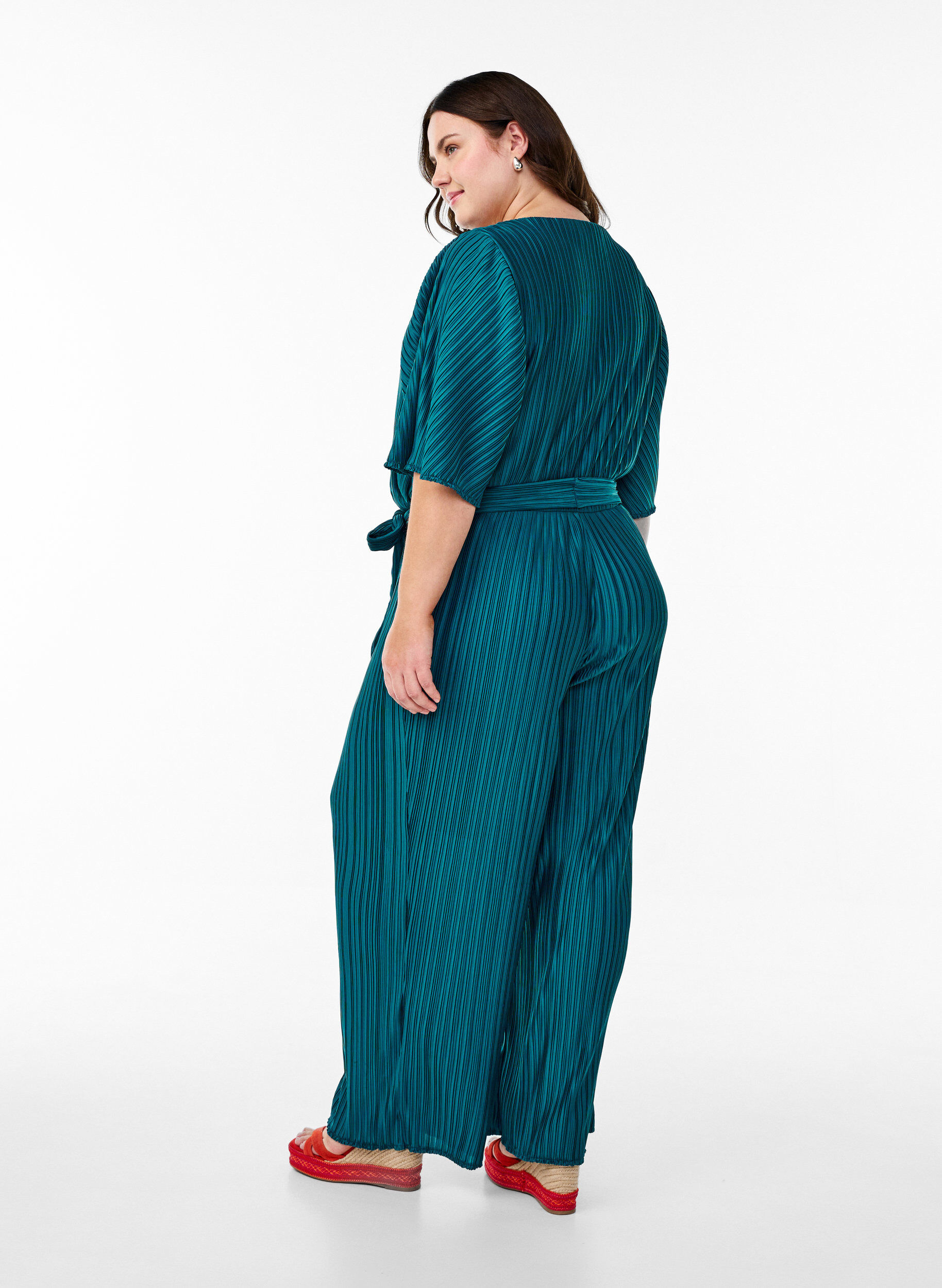 ZizziJumpsuit mit Falten, Bindedetail und weiten &Auml;rmeln, Blau, Model image number 1