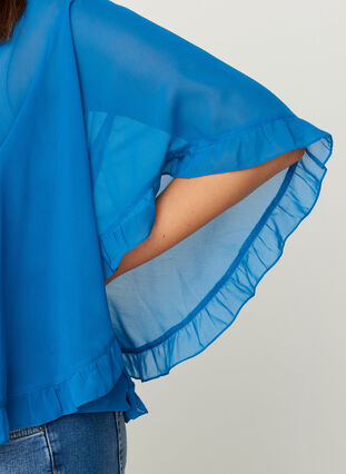 Kurzarm Bluse, Blue ASS, Model image number 2