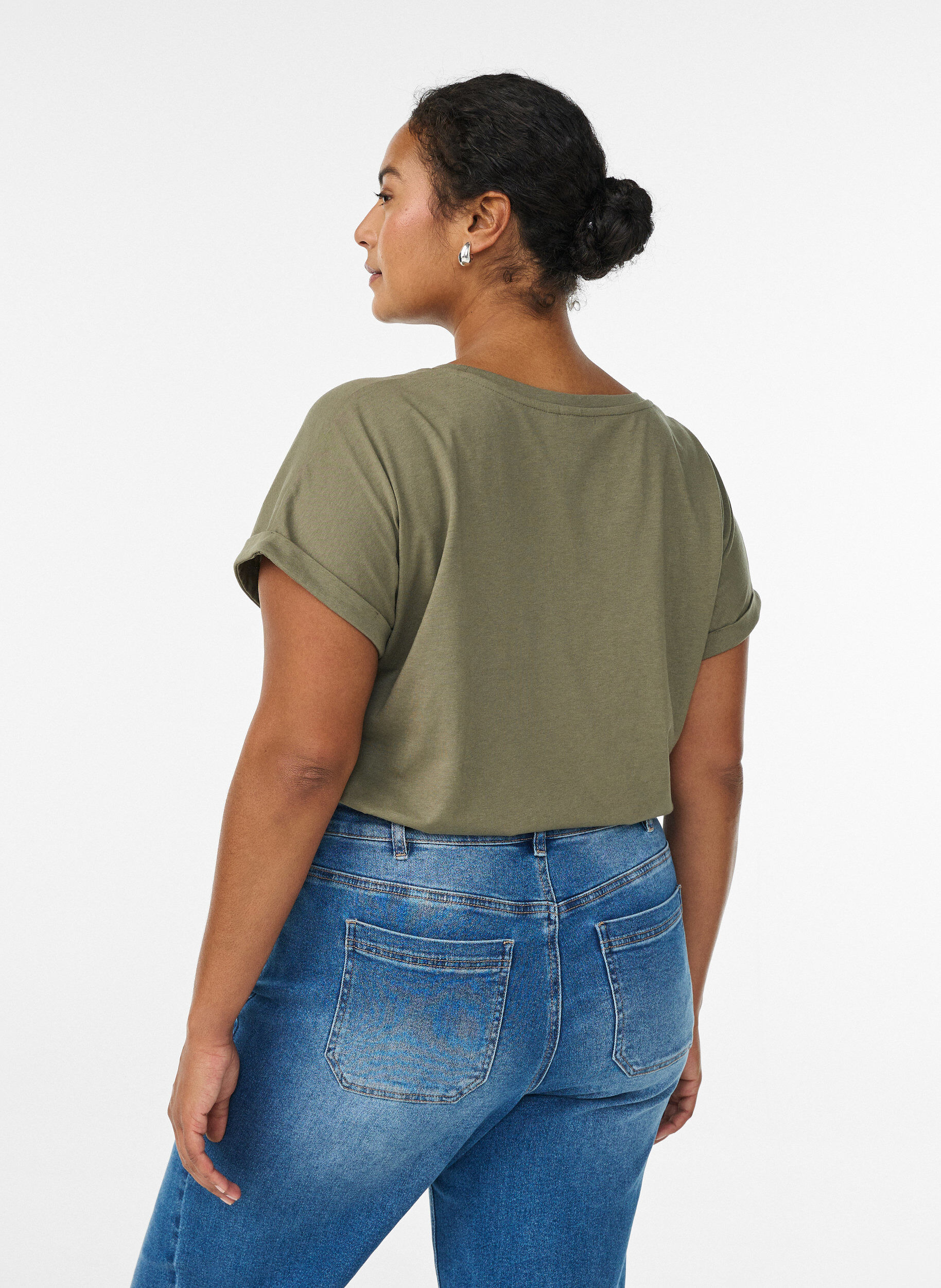 ZizziKurz&auml;rmeliges T-Shirt aus einer Baumwollmischung, Gr&uuml;n, Model image number 2