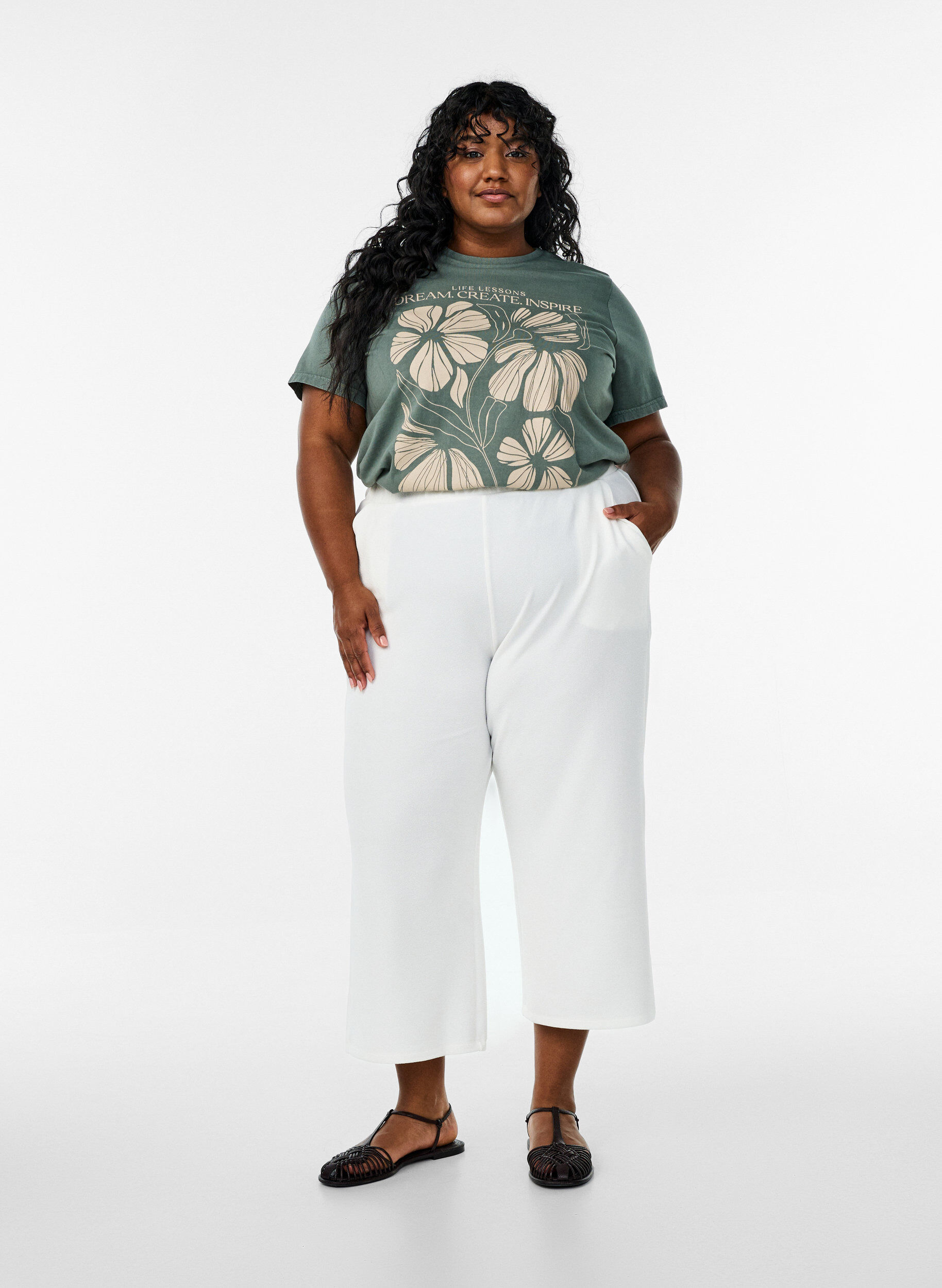 ZizziLose Hose mit 7/8-L&auml;nge, Wei&szlig;, Model image number 0