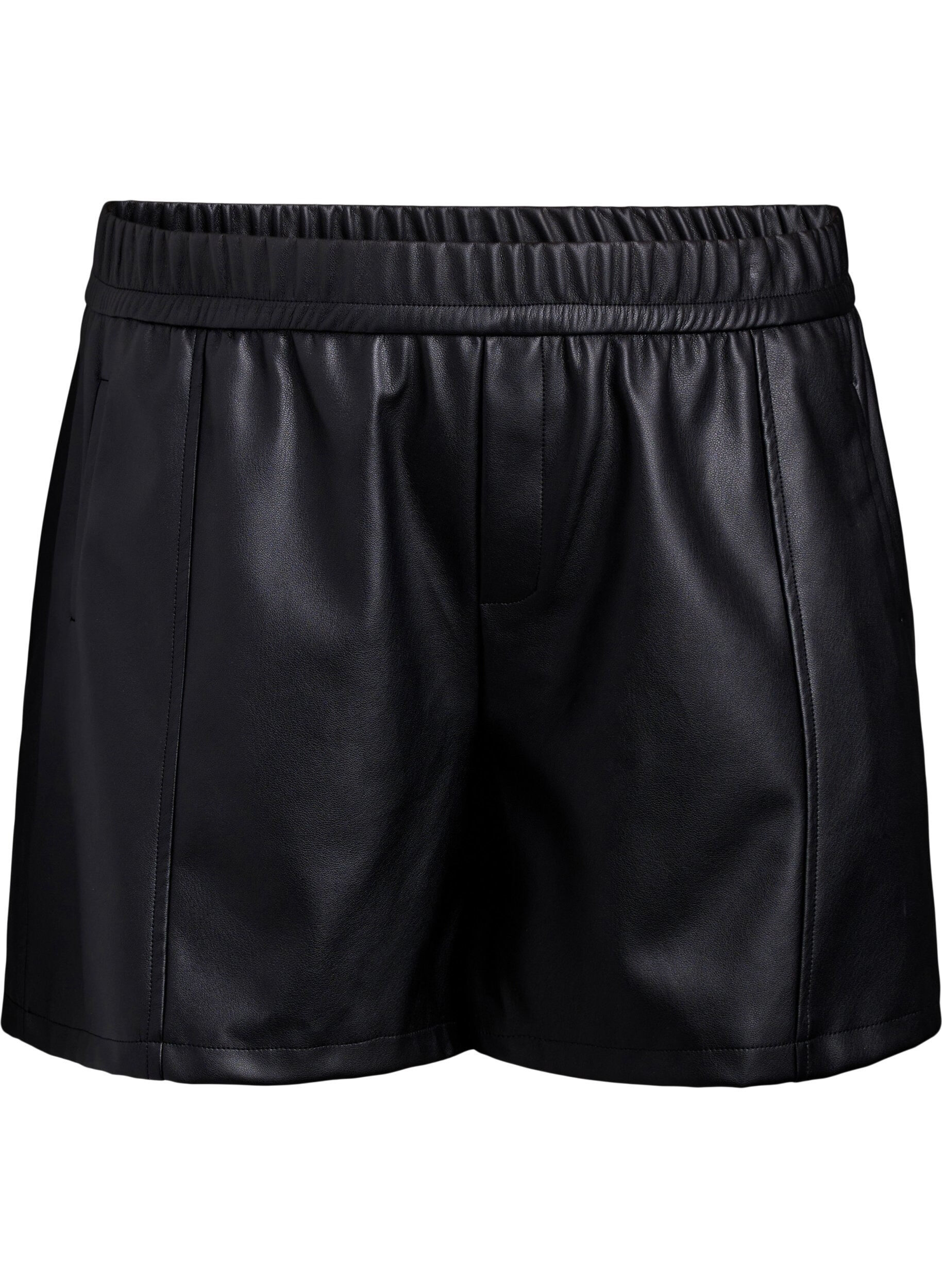 Shorts aus Kunstleder mit elastischem Bund