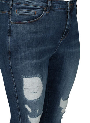 Hochtaillierte Amy Jeans mit Ripped-Effekt, Blue denim, Packshot image number 2