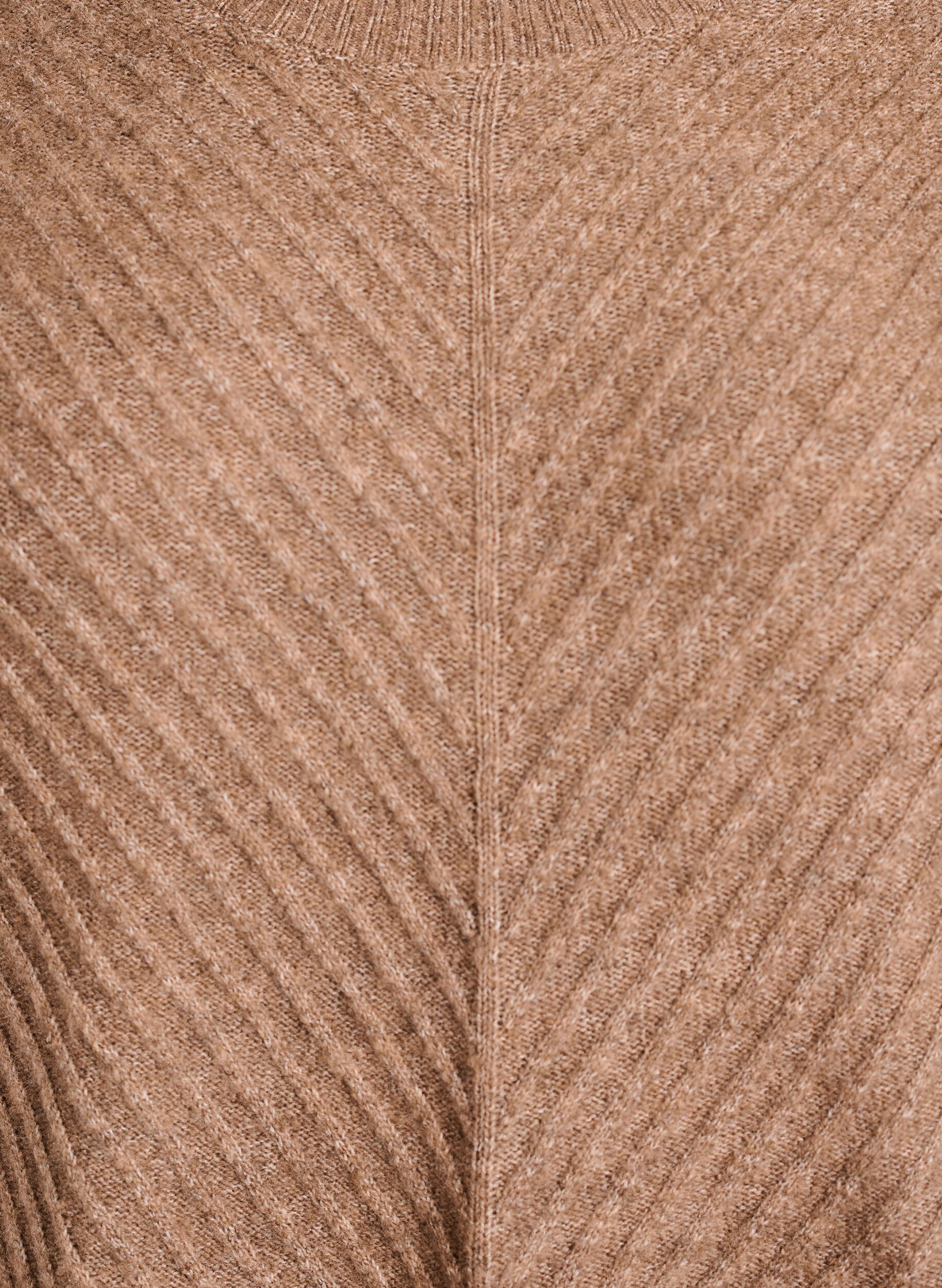ZizziKurzes Strickkleid mit V-f&ouml;rmigem Strukturmuster, Braun, Packshot image number 2