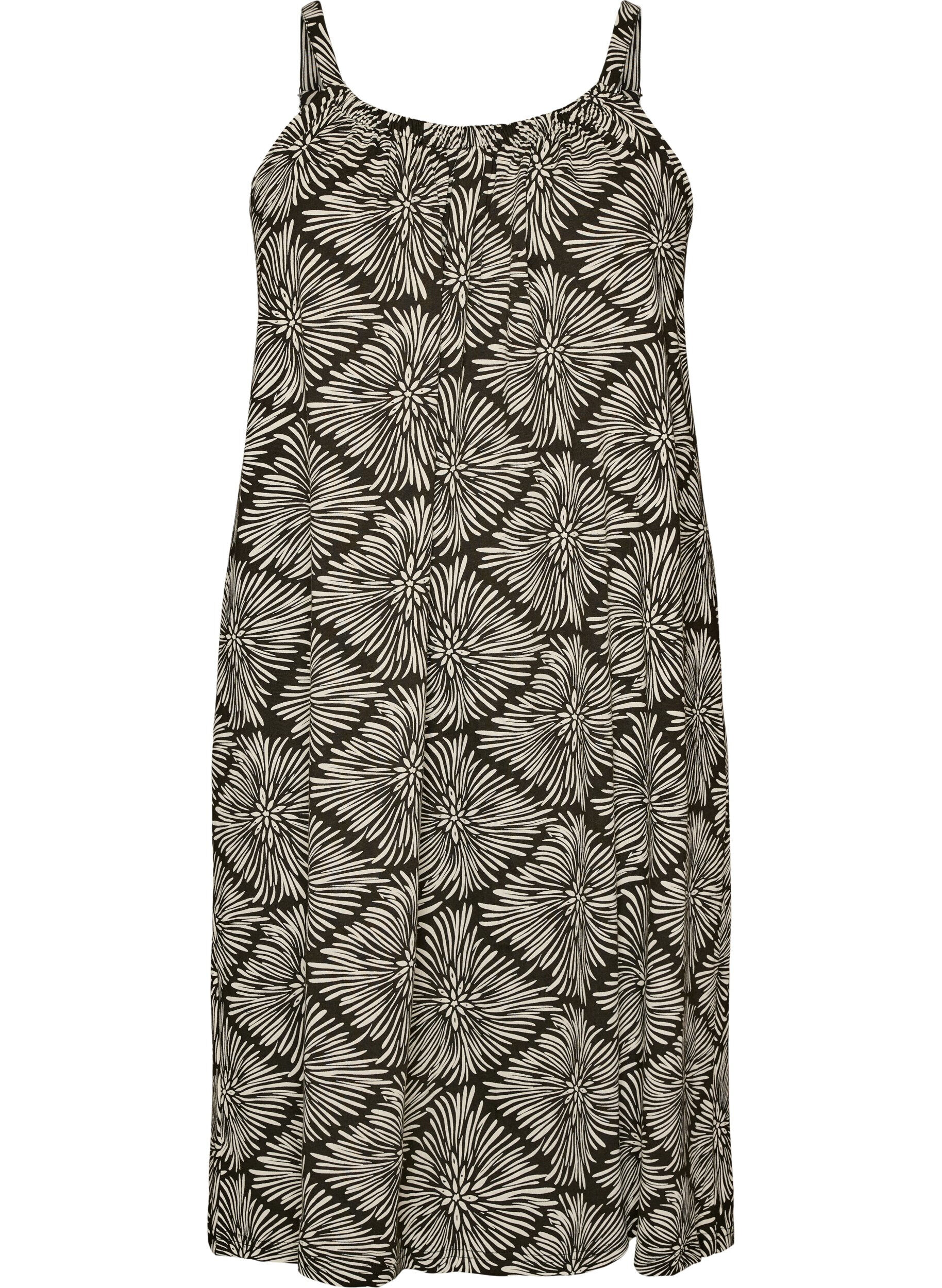 ZizziMidi-Tr&auml;gerkleid aus Bio-Baumwolle, Schwarz, Packshot image number 0