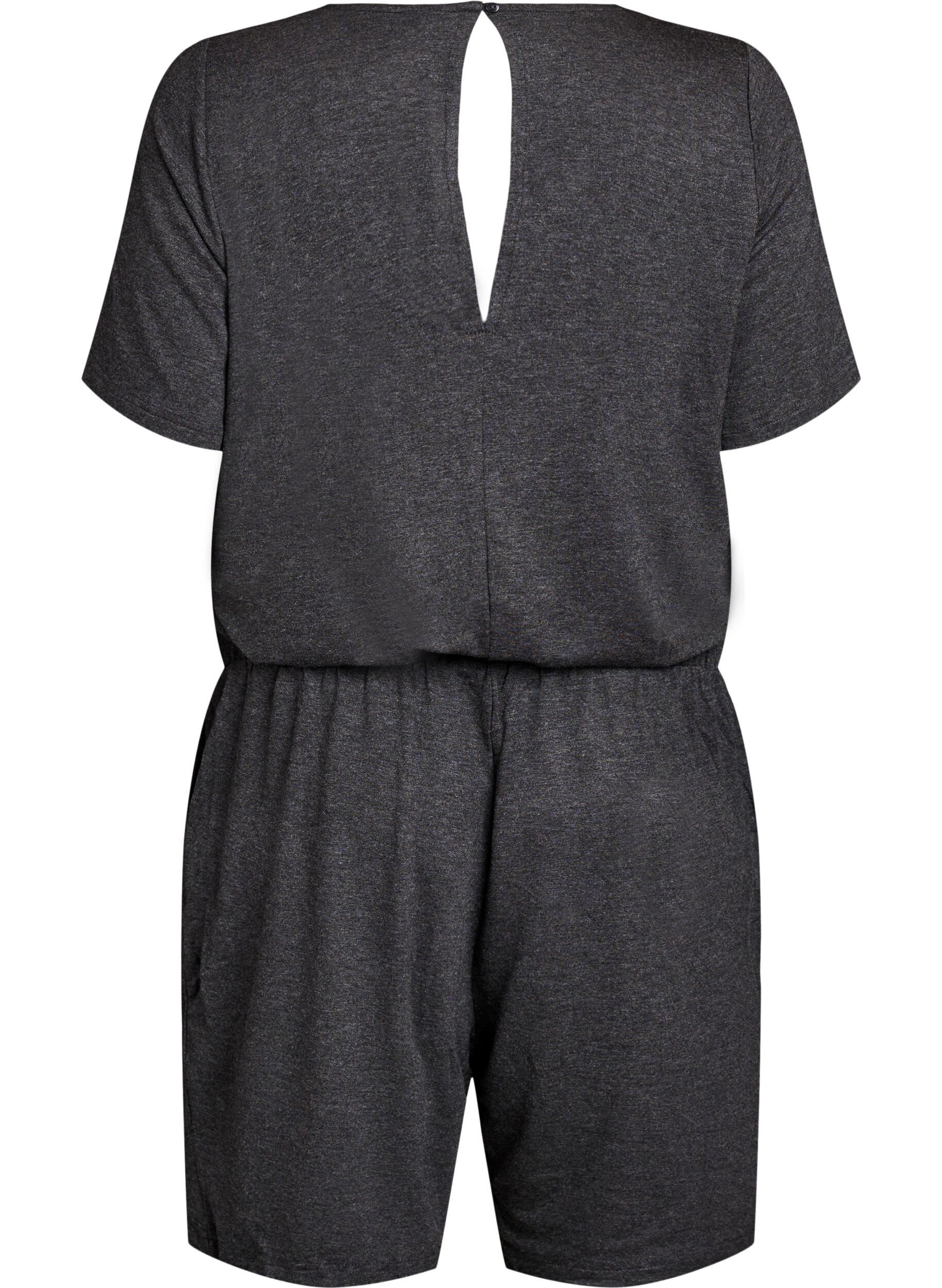 ZizziJumpsuit mit kurzen Beinen, Grau, Packshot image number 1