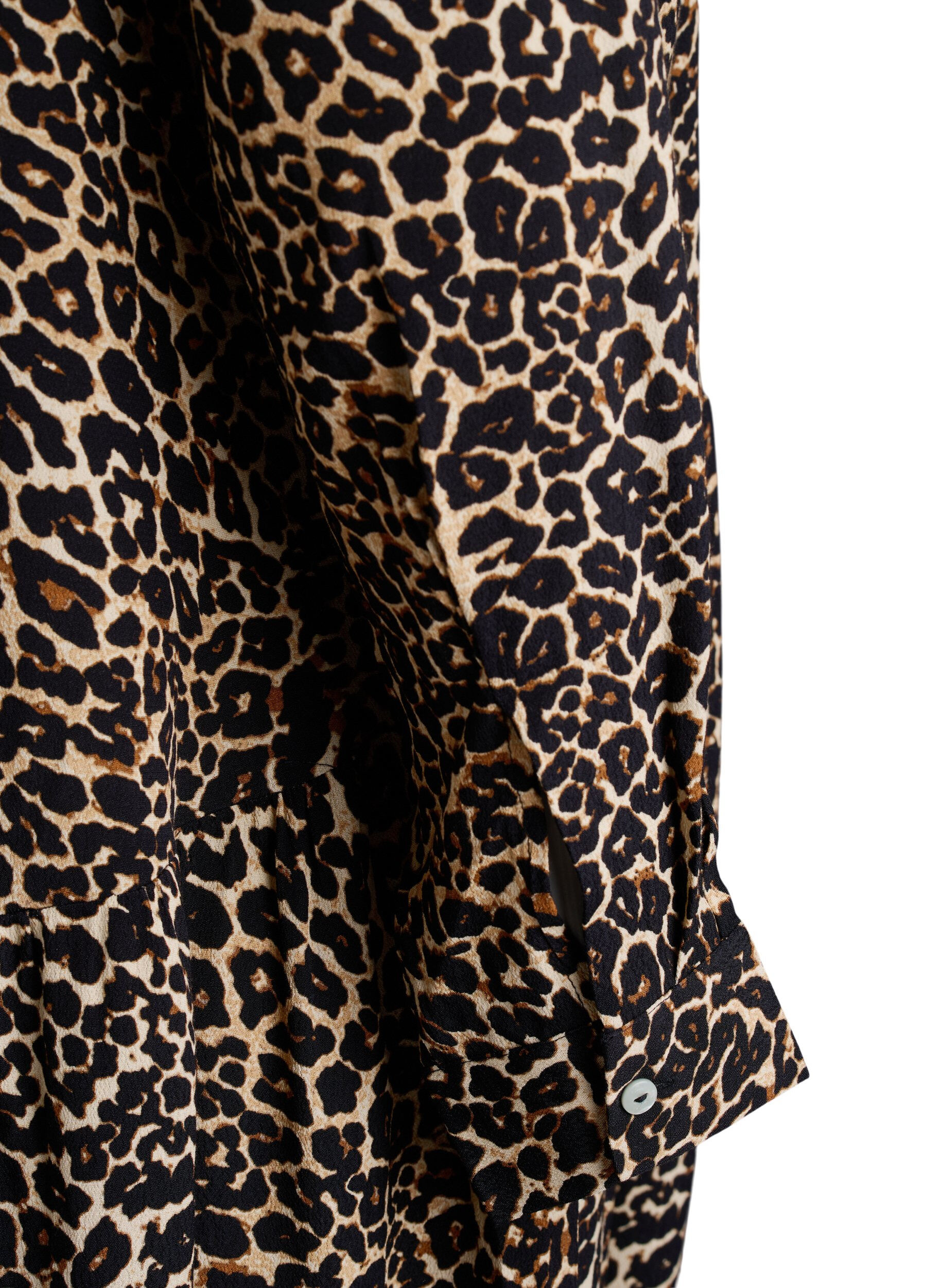 ZizziBedrucktes Midikleid aus Viskose mit langen &Auml;rmeln, Braun, Packshot image number 3