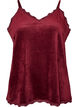 Top aus Velours mit Spitzen, Rot, Packshot image number 0