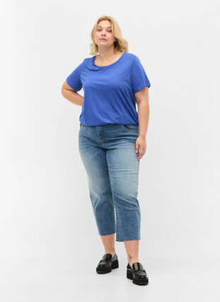 Kurzärmeliges T-Shirt mit Rundhalsausschnitt, Dazzling Blue MB, Model image number 2