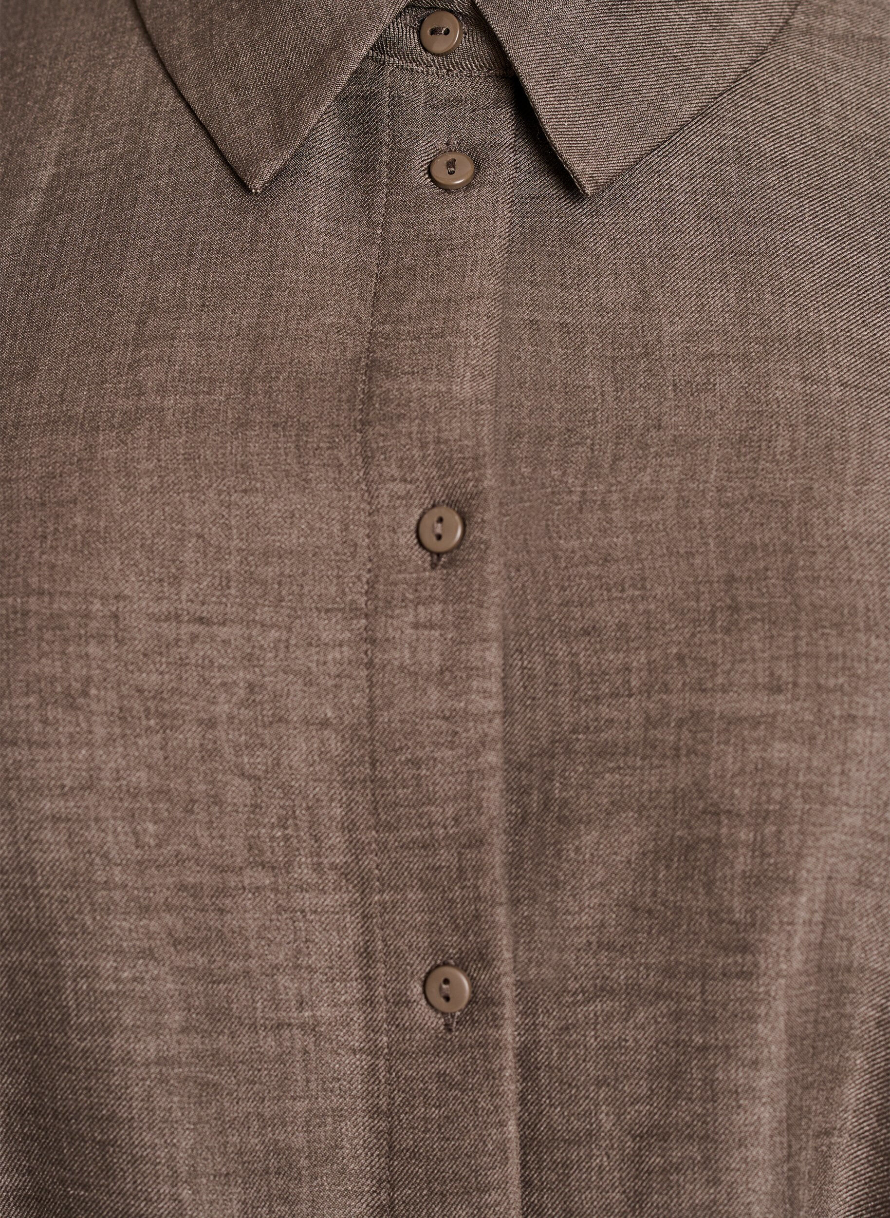 ZizziKnielanges Hemdkleid mit Bindeg&uuml;rtel, Braun, Packshot image number 2