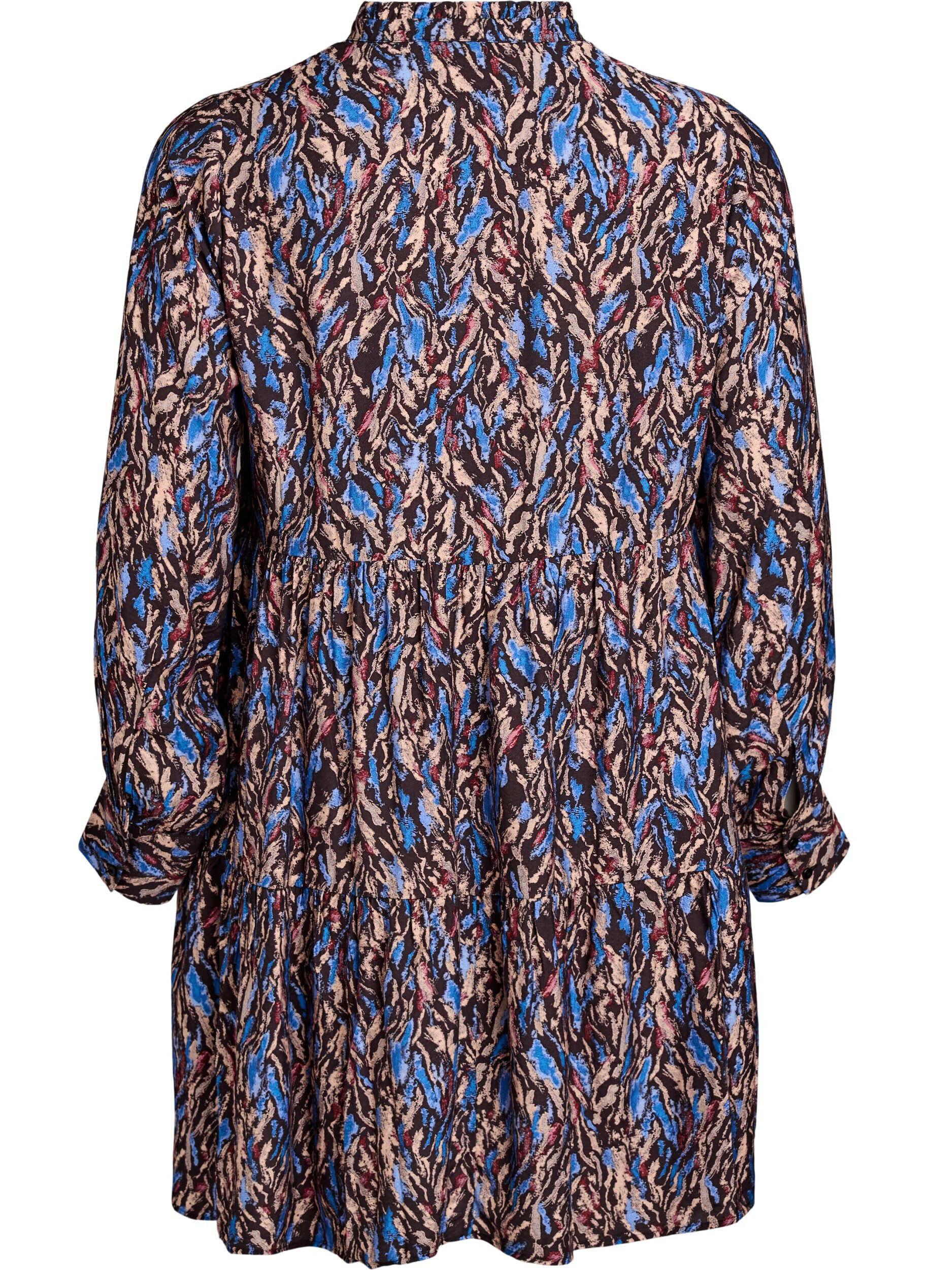 ZizziA-Linien-Kleid mit R&uuml;schenkragen, Blau, Packshot image number 1