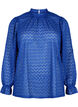 Langärmelige Bluse mit gemusterter Textur, Deep Ultramarine, Packshot image number 0