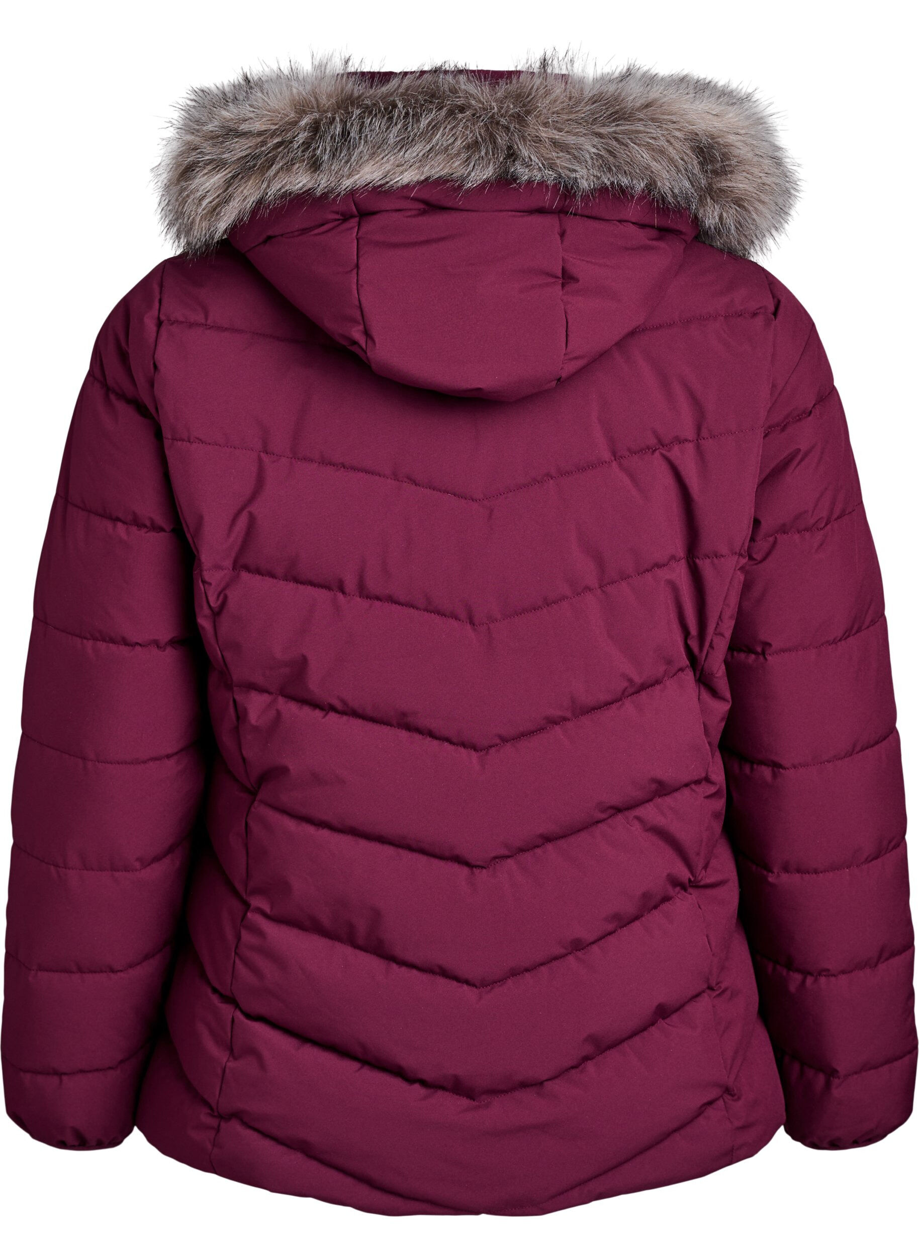 ZizziKurze Steppjacke mit Kapuze, Dunkles Bordeaux, Packshot image number 1