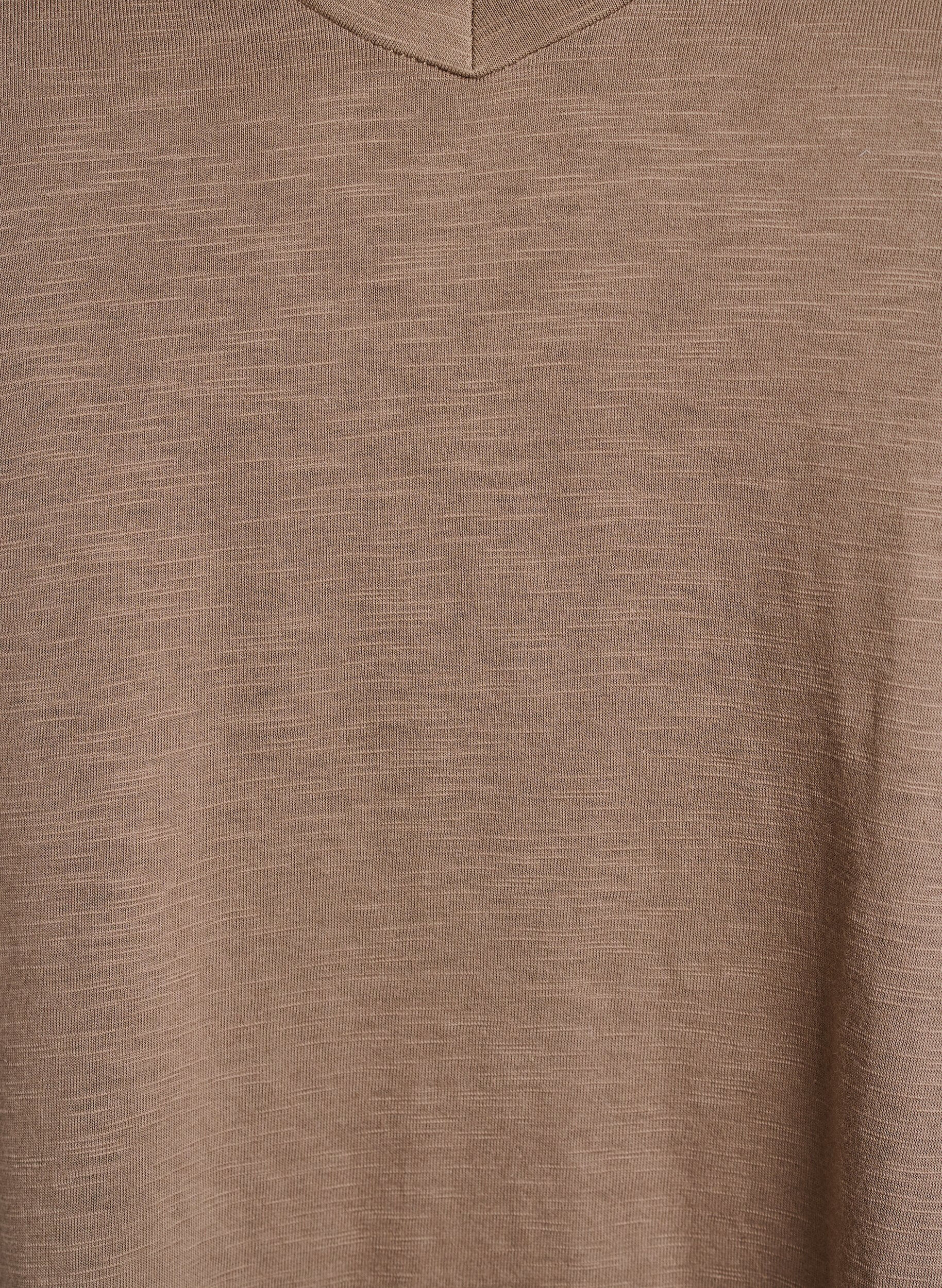 ZizziKurz&auml;rmliges Basic-T-Shirt mit V-Ausschnitt, Braun, Packshot image number 2