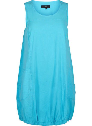 Ärmelloses Kleid aus Baumwolle, River Blue, Packshot image number 0