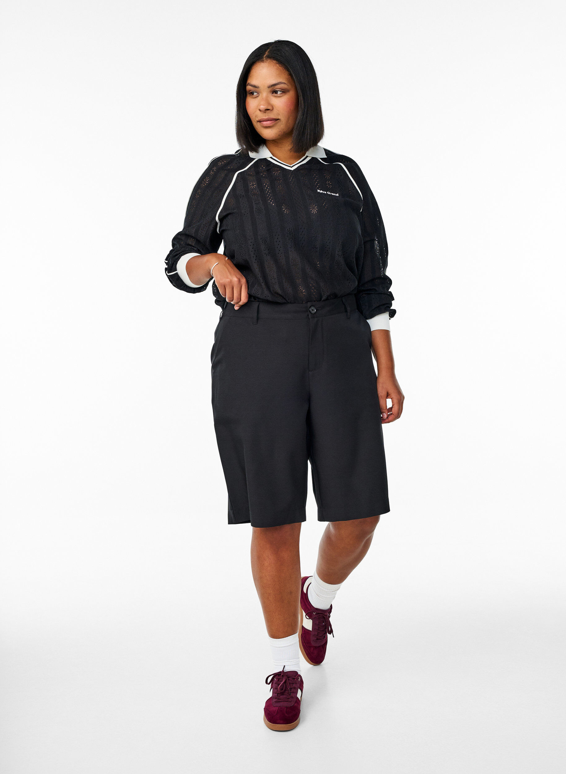 ZizziBermuda-Shorts mit hoher Taille, Schwarz, Model image number 1