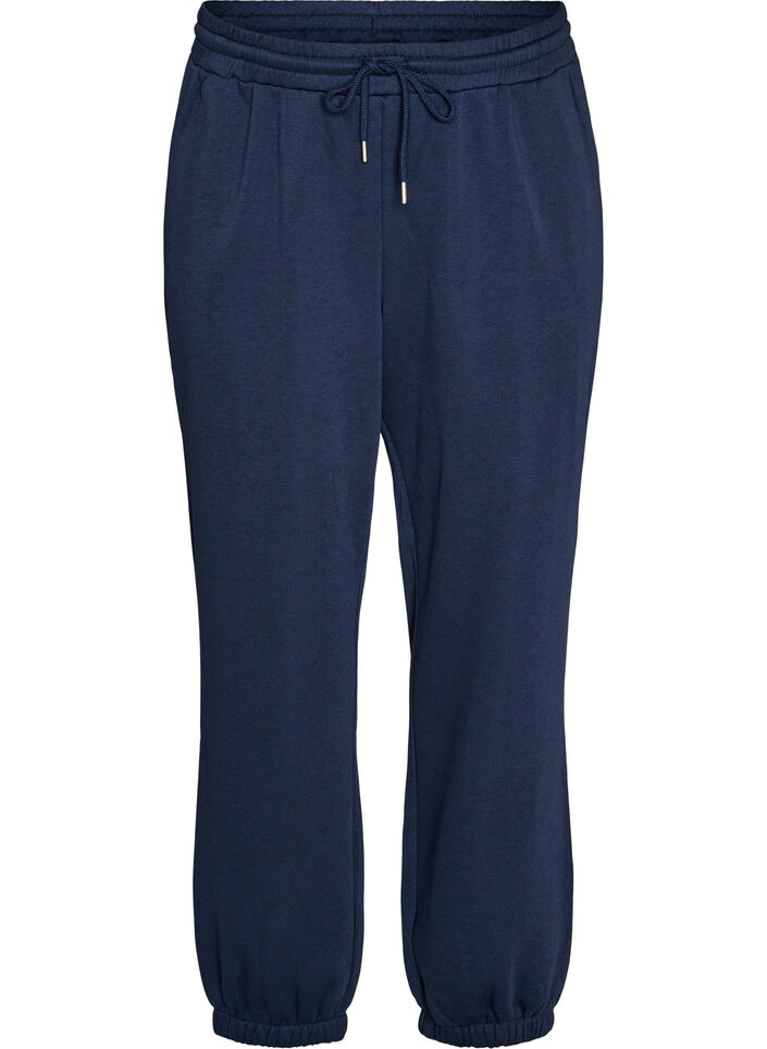 Hoch taillierte Sweatpants mit Kordelzug, Blau, Packshot image number 0