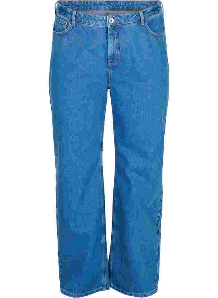 Straight Jeans mit hoher Taille, Blue denim, Packshot image number 0