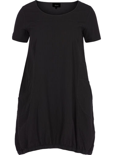 Kurzarm Kleid aus Baumwolle, Black, Packshot image number 0