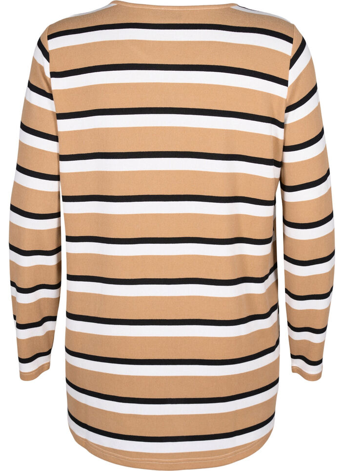 Gestreifte Bluse mit langen &Auml;rmeln, Schwarz, Packshot image number 1