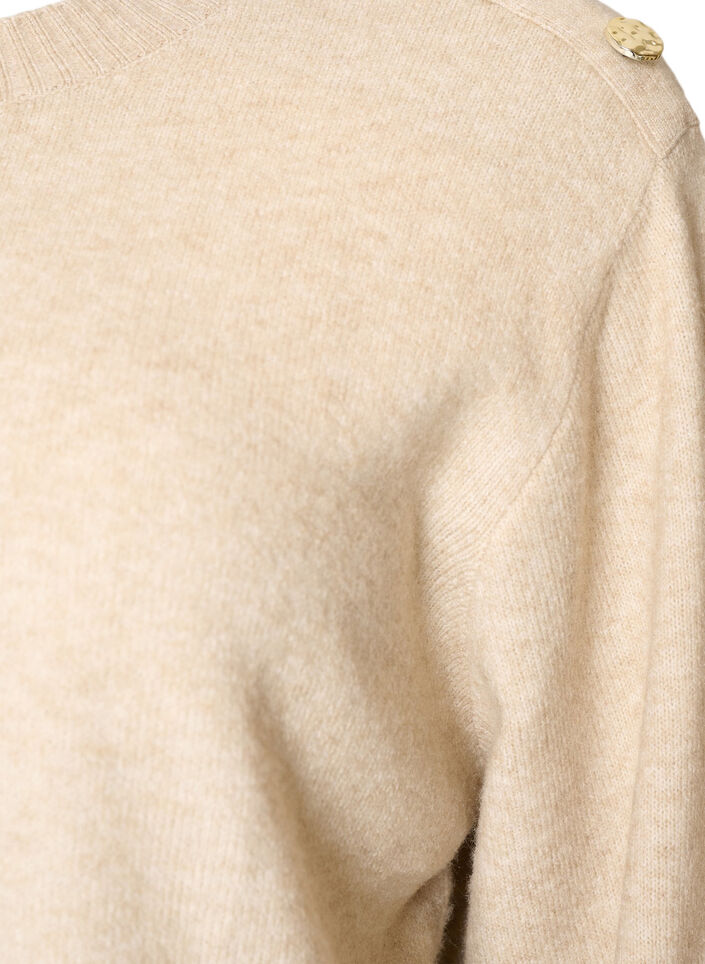 Strickbluse mit Knopfleiste, Beige, Packshot image number 2