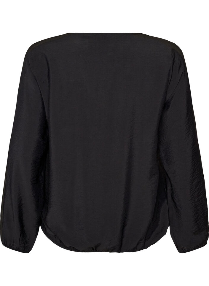 Bluse mit Balloneffekt und Chiffondetails, Schwarz, Packshot image number 1