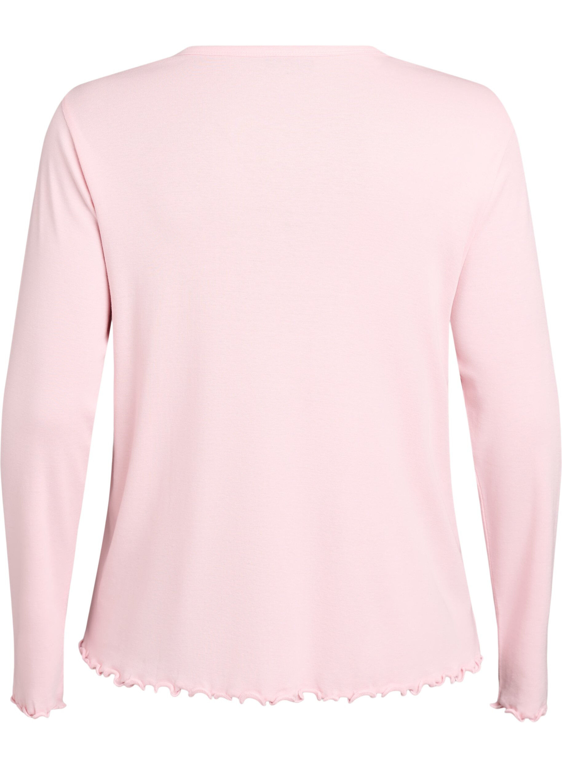 ZizziJersey-Bluse mit Kn&ouml;pfen und wellenf&ouml;rmigen S&auml;umen, Pink, Packshot image number 1