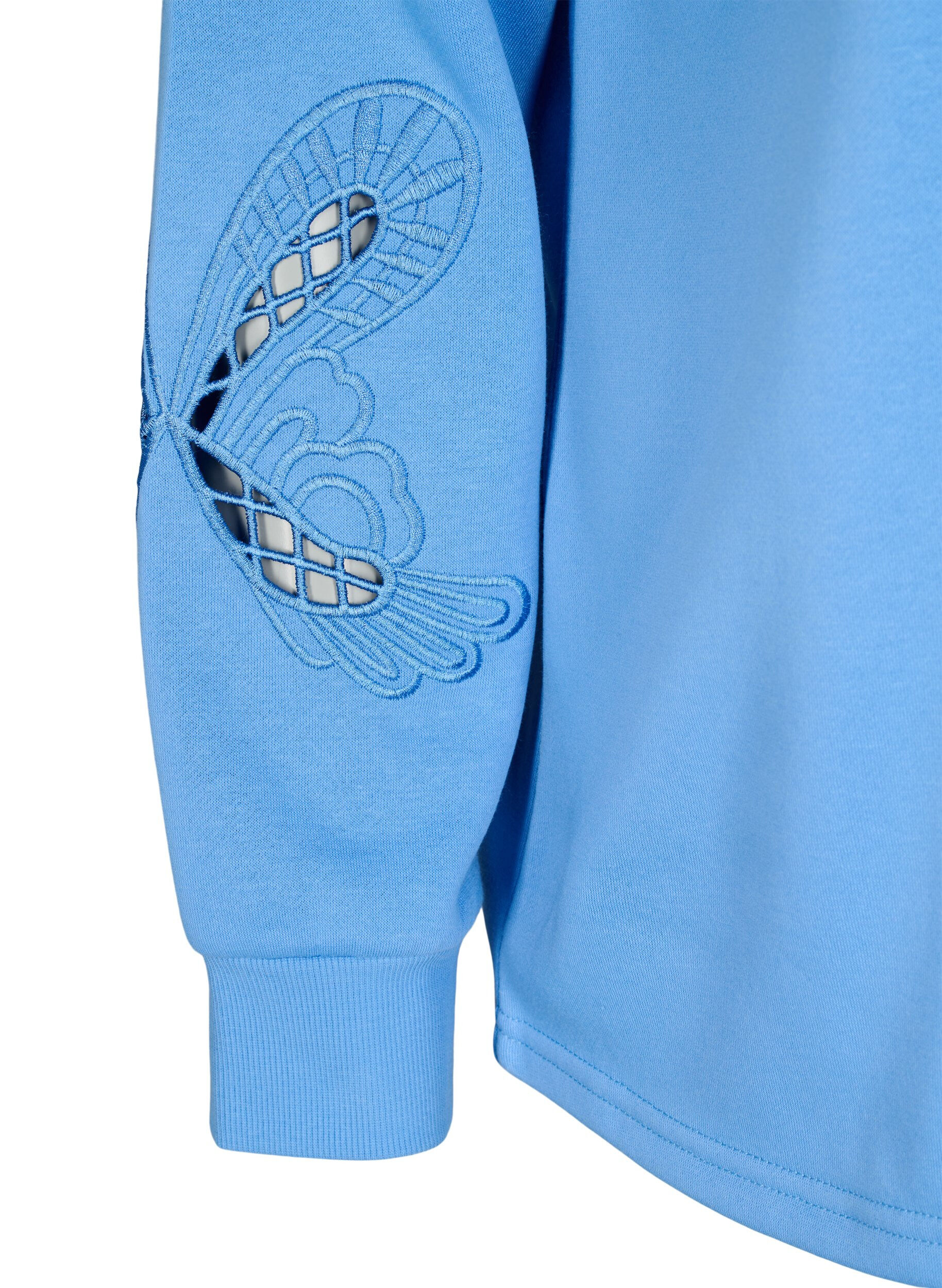 ZizziSweatshirt mit aufgestickten Cut-Outs, Della Robbia Blue, Packshot image number 3