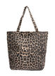 Denim Shopper mit Leopardenmuster, Braun, Packshot image number 0