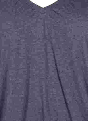 Melange-Bluse mit V-Ausschnitt, Navy Blazer Mélange, Packshot image number 2