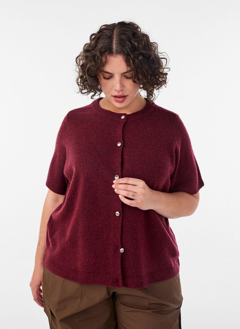 Strickjacke mit kurzen &Auml;rmeln, Rot, Model image number 0