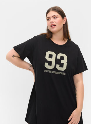 Oversize Schlaf-T-Shirt aus Bio-Baumwolle, Black w. 93, Model image number 2