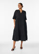 Midikleid in A-Linie aus Baumwoll-Musselin, Schwarz, Model image number 1