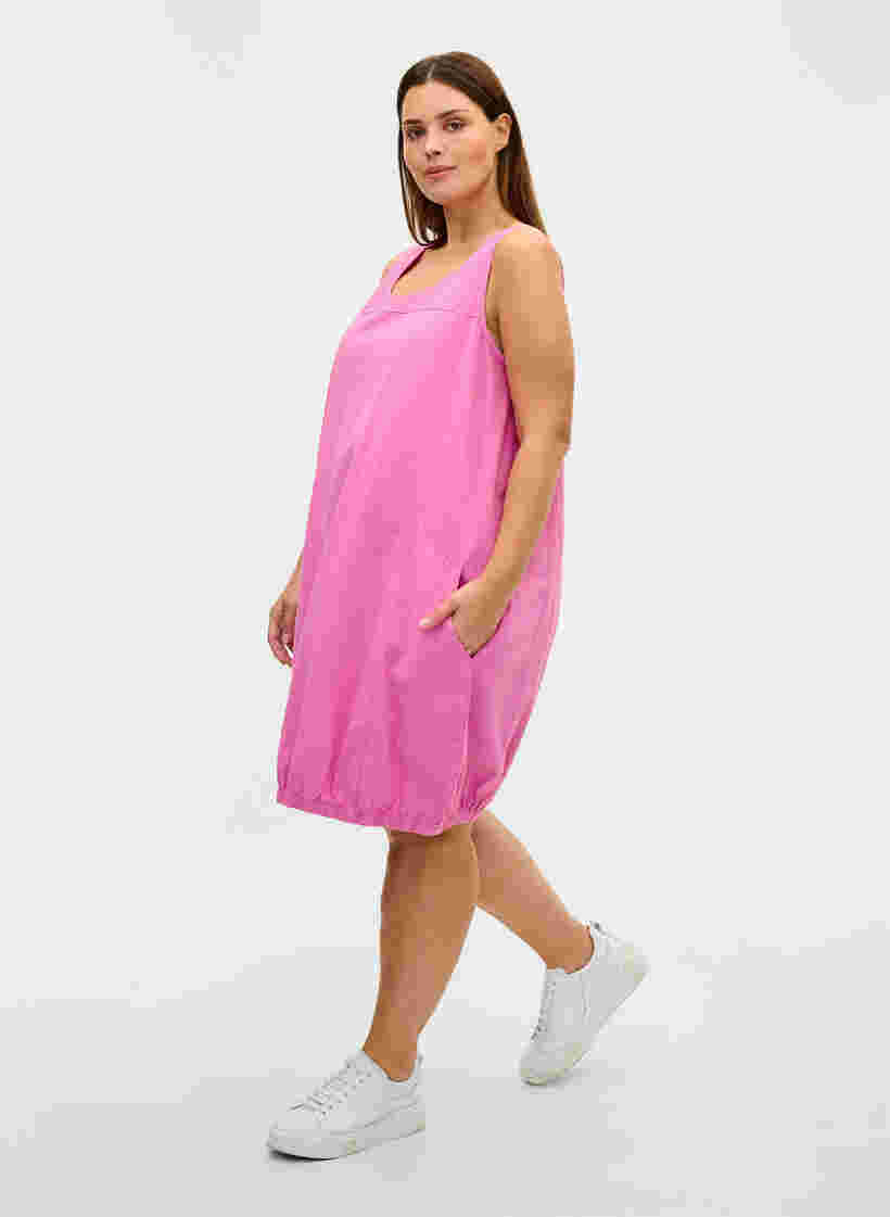 Ärmelloses Kleid aus Baumwolle, Cyclamen, Model image number 2