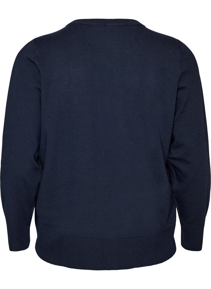 Feinstrick-Strickjacke mit Rundhalsausschnitt, Blau, Packshot image number 1