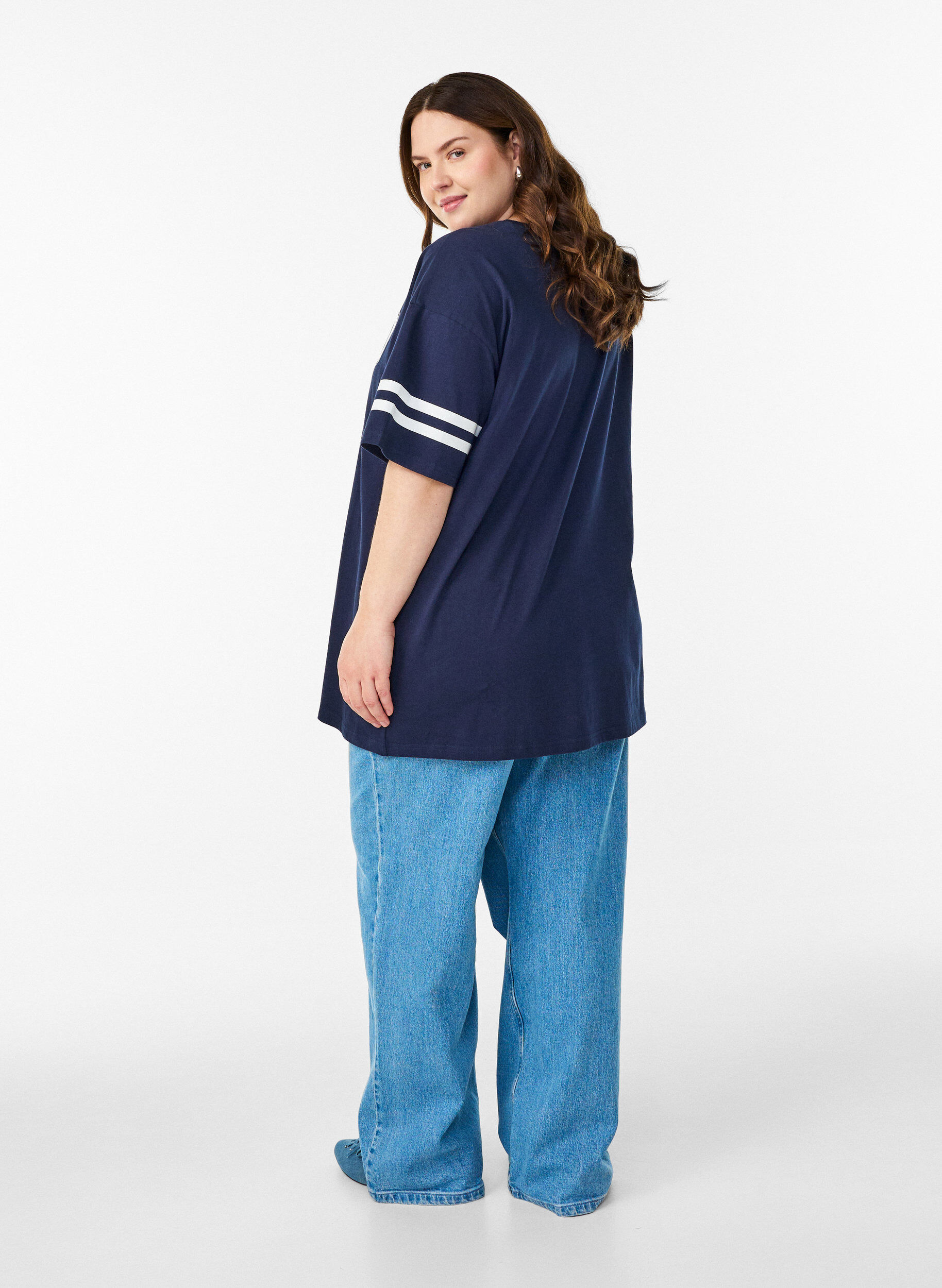 ZizziSportliches Oversize-College-T-Shirt, Blau, Model image number 2