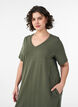 Midi-T-Shirtkleid mit V-Ausschnitt., 2151, Model image number 2