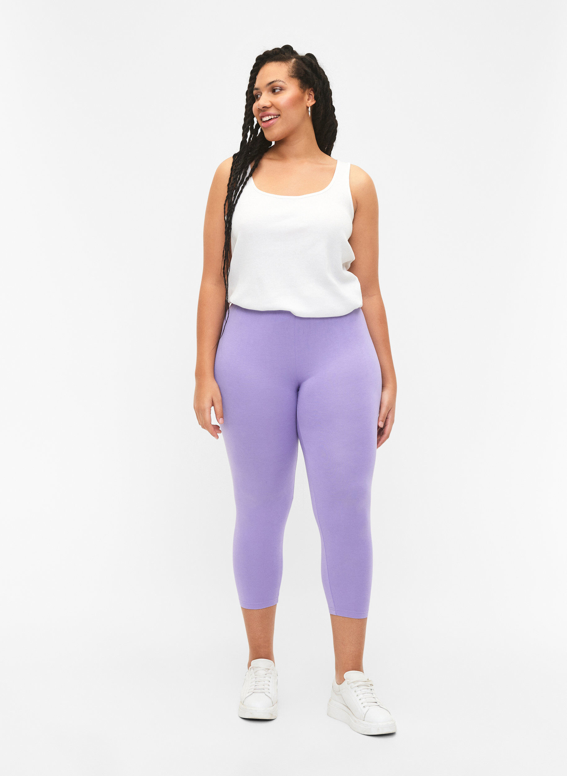 ZizziBasic 3/4-Leggings aus Viskose, Lila, Model image number 1