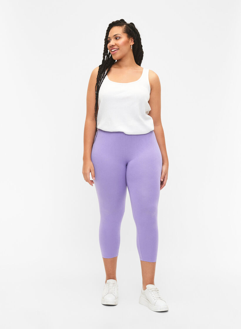 Basic 3/4-Leggings aus Viskose, Lila, Model image number 1