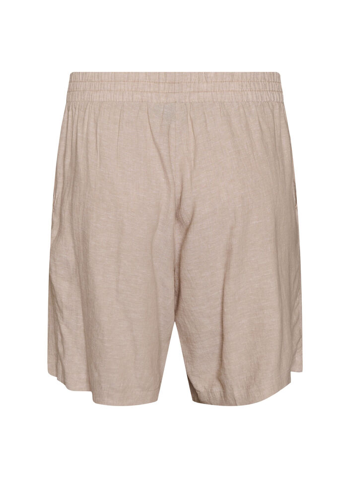 Hoch taillierte Shorts aus Leinen und Viskose, Beige, Packshot image number 1