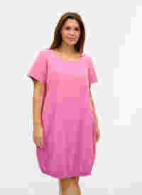 Kurzarm Kleid aus Baumwolle, Cyclamen, Model