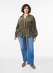 Hemdjacke aus Cord mit Bindegürtel und Taschen, Grün, Model image number 1