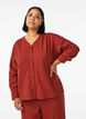 Bluse aus Leinen und Viskose mit V-Ausschnitt, Rot, Model image number 0