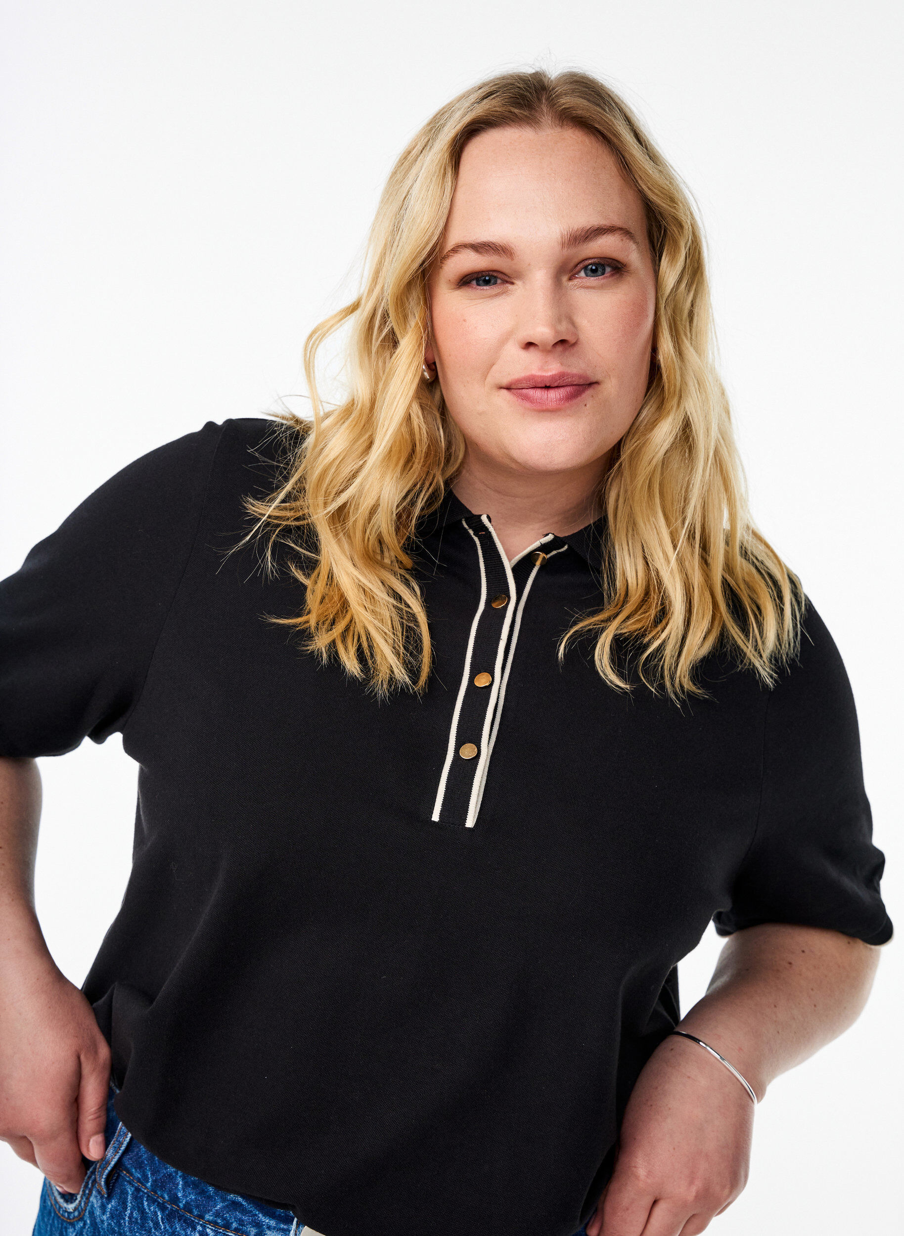 ZizziPoloshirt mit kurzen &Auml;rmeln, Schwarz, Model image number 3