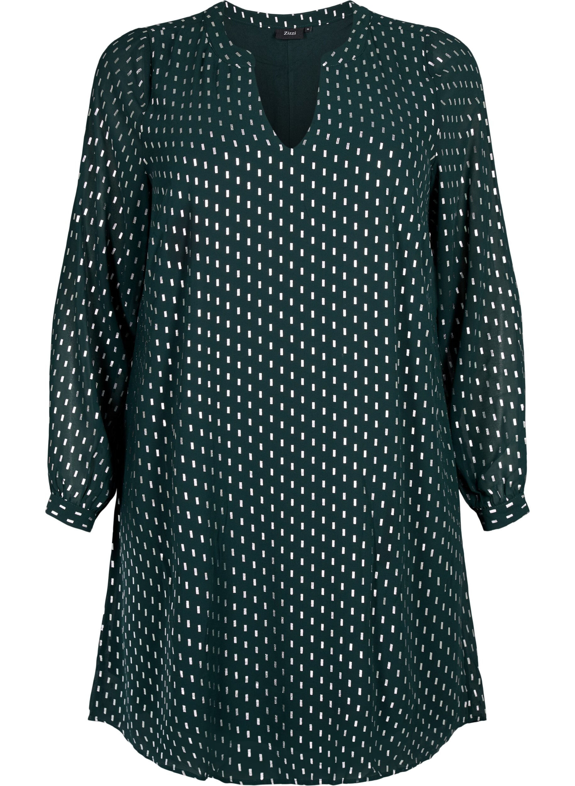 ZizziLang&auml;rmeliges Kleid mit Foliendruck, Scarab w. Silver, Packshot image number 0