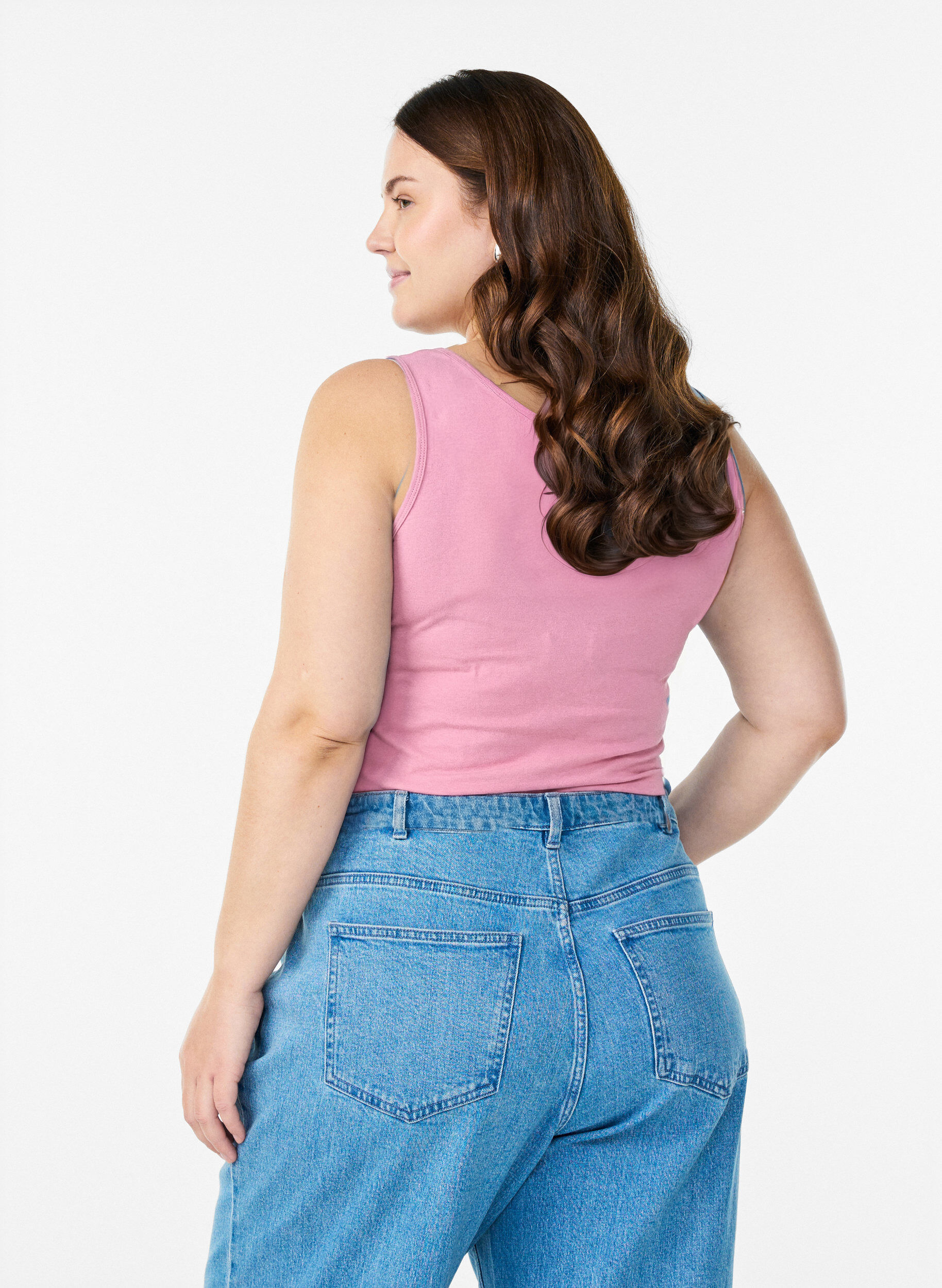 ZizziEinfarbiges Basic Top aus Baumwolle, Rot, Model image number 2