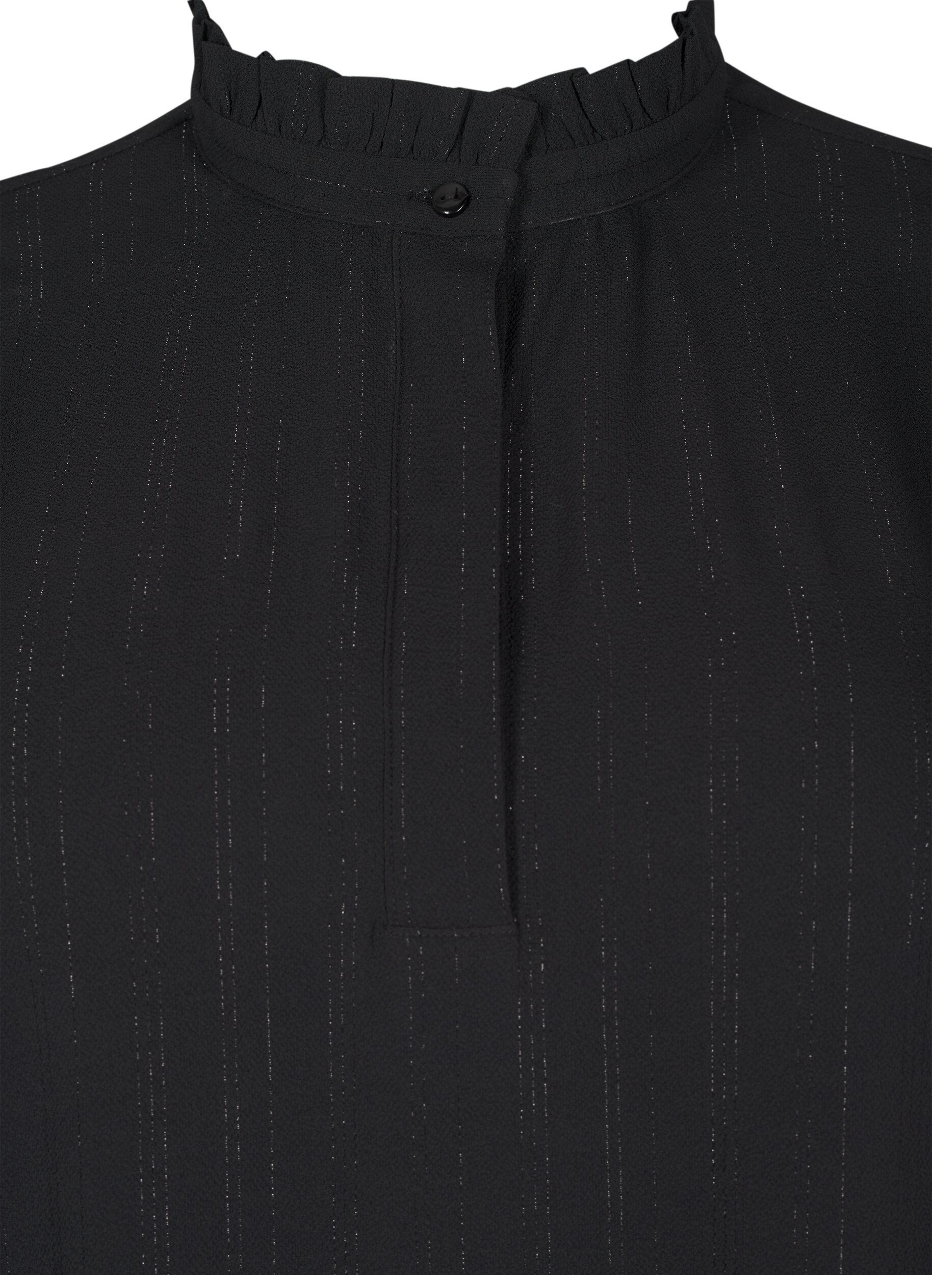 ZizziKurzes Kleid mit R&uuml;schen und Glitzer , Schwarz, Packshot image number 2