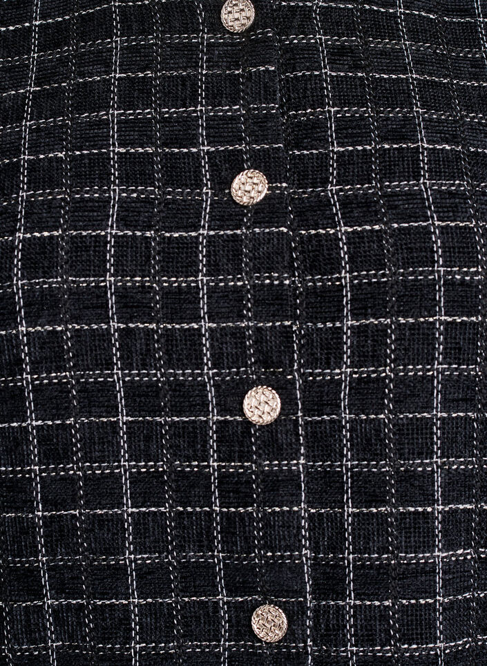 Kurzer karierter Bouclé-Blazer mit Rundhalsausschnitt, Schwarz, Packshot image number 2