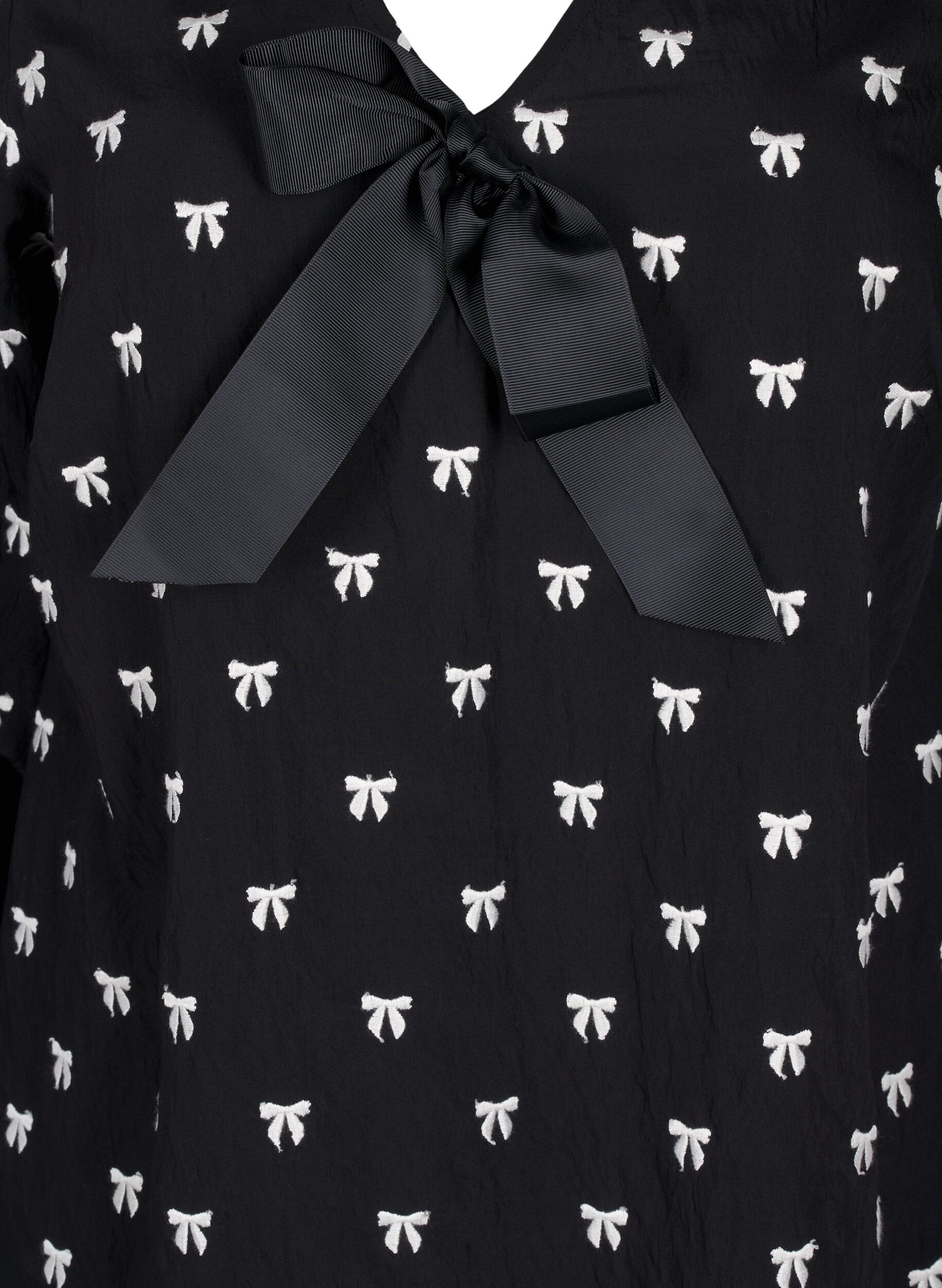 ZizziBluse mit Schleifen und 3/4-&Auml;rmeln, Black White Bow, Packshot image number 2